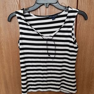 🎉 HP Anthropologie Black and White striped tank size small